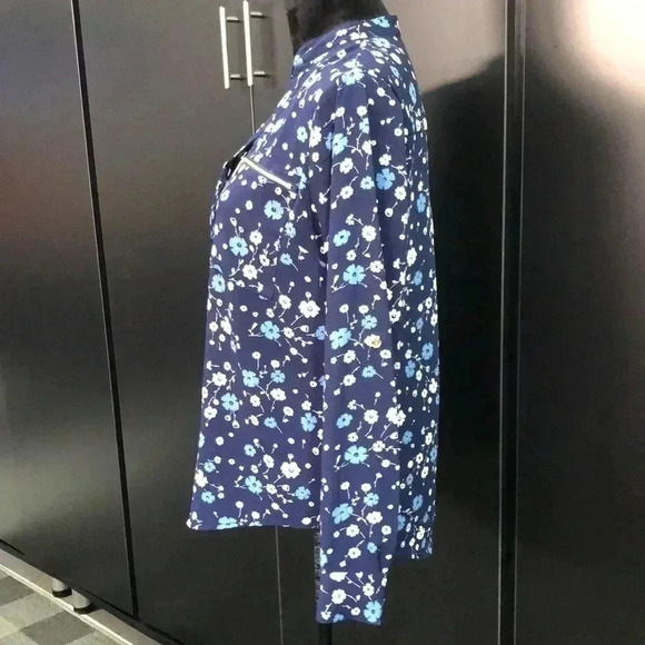 Michael Kors V-neck,zipper detail chest pockets,,long adjustable sleeve,floral - Picture 3 of 11